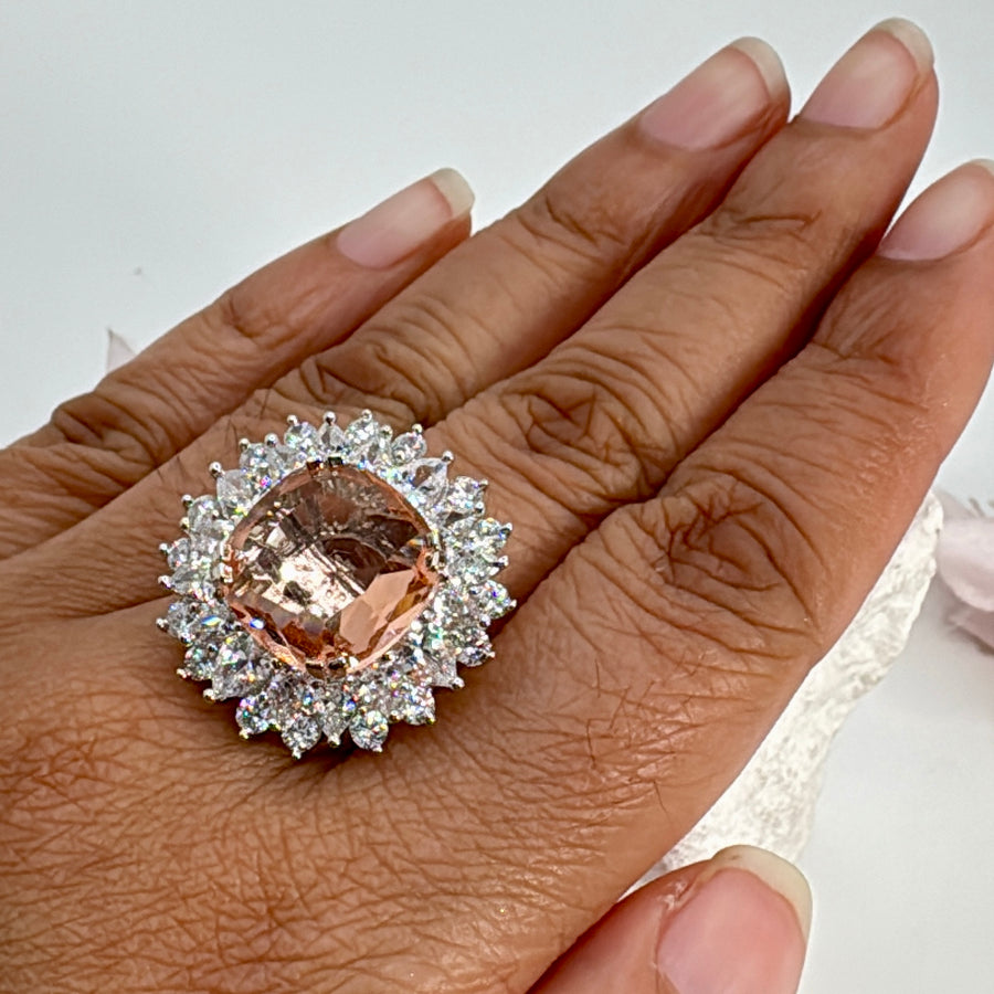 Champagne American Diamonds CZ Adjustable Finger Ring