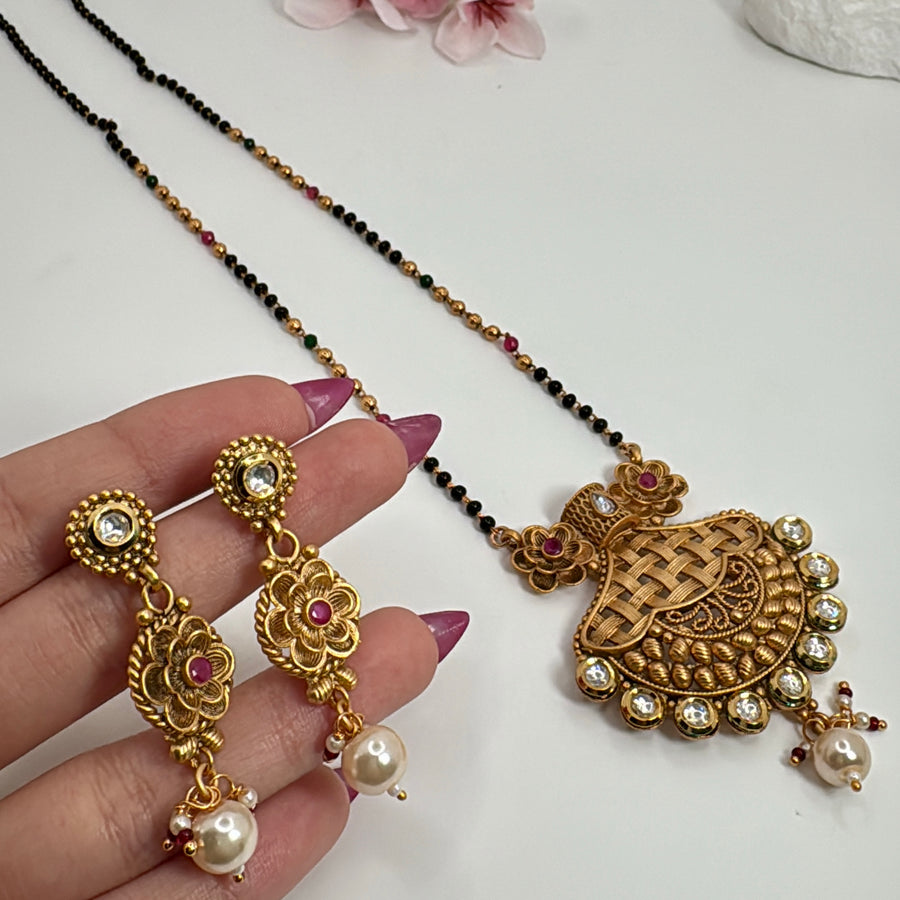 Black Antique Gold Mangalsutra Set