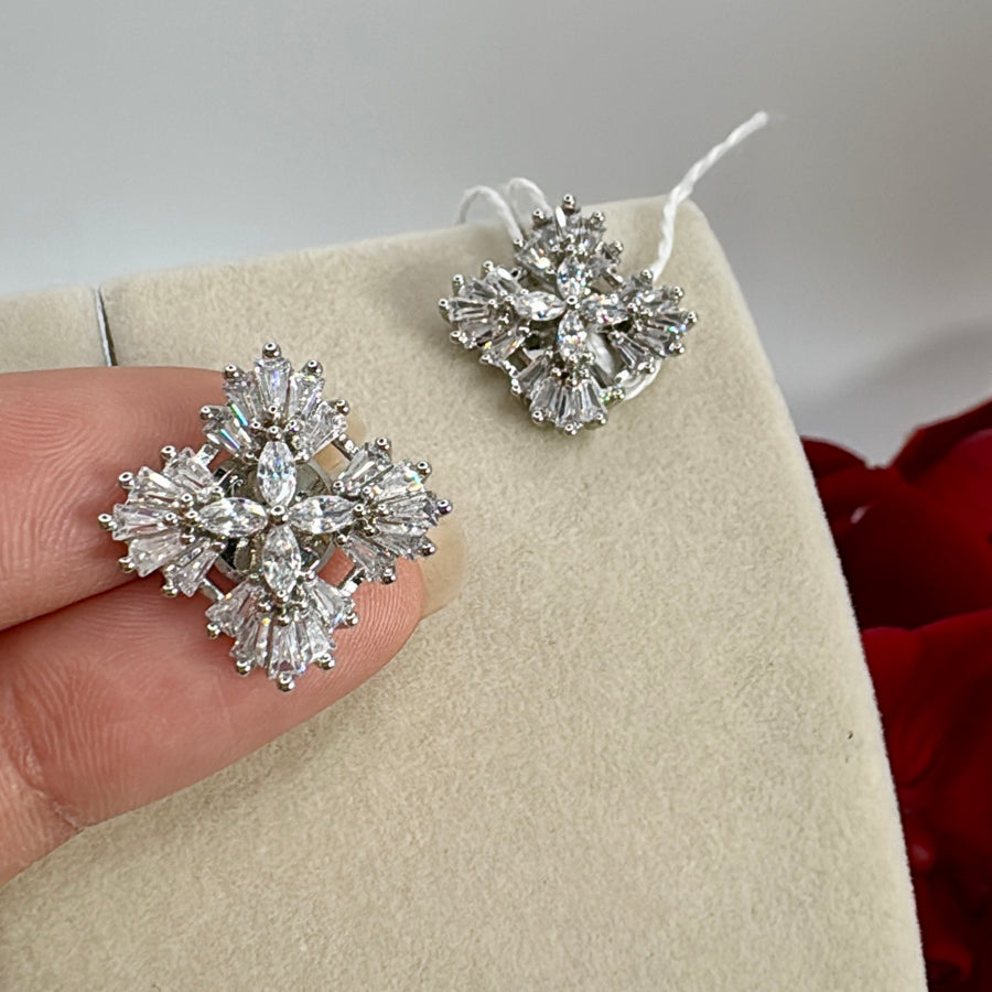 Clear Silver Italian Cubic Zirconia Stud Earrings