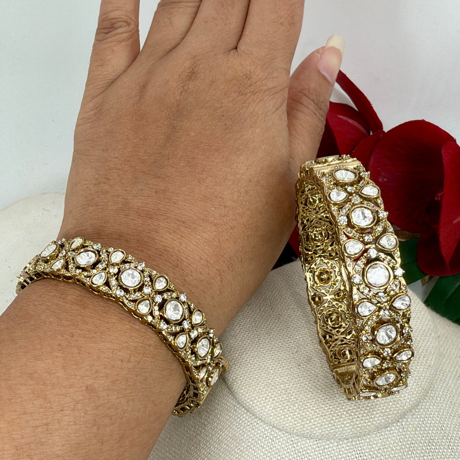 Clear Moissanite Openable Statement Bangle Pair(Size 2.4)