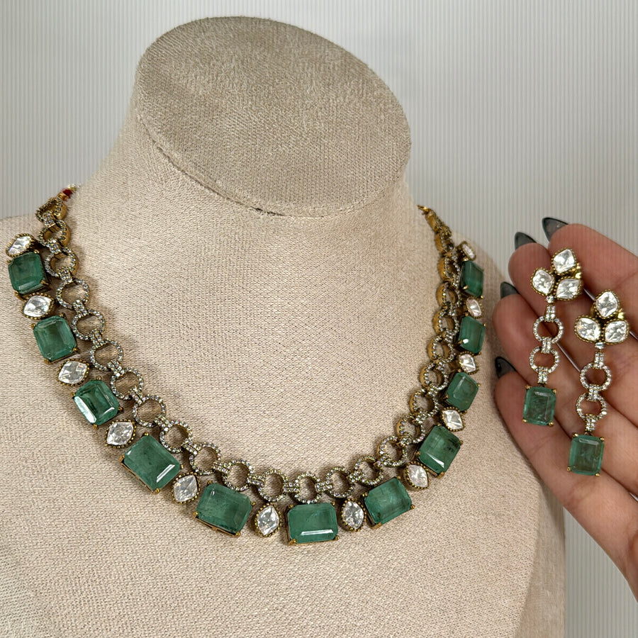 Mint Doublet Moissanite Necklace Set