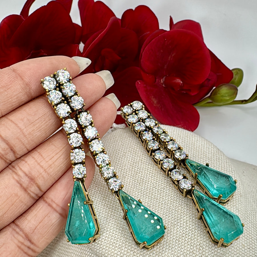 Turquoise Doublet Cubic Zirconia Lightweight Earrings