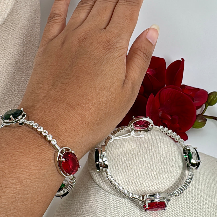 Multi Cubic Zirconia American Diamonds Non-Openable Bangle Pair(Size 2.6