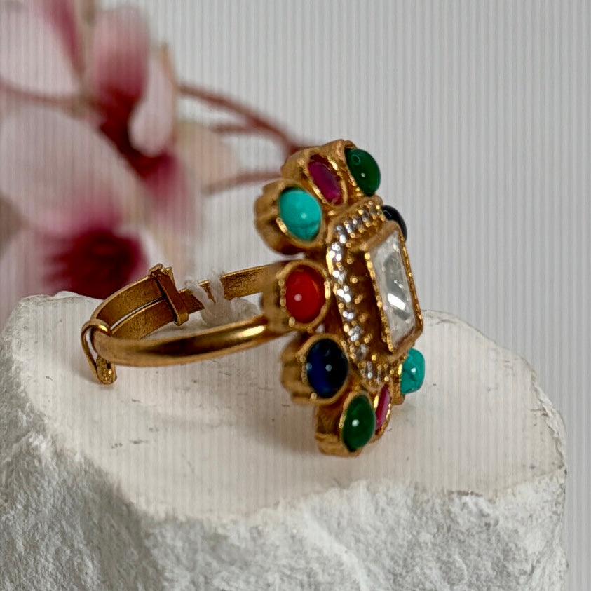 Multi Moissanite Adjustable Finger Ring