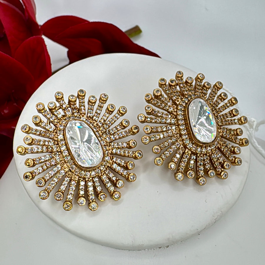 Clear Moissanite Statement Stud Earrings