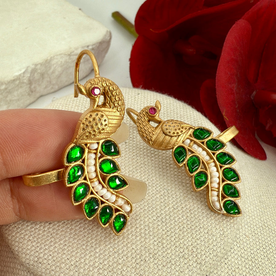 Green Jadau Ear Cuff Earrings