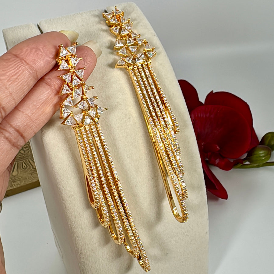 Clear AAA Cut Cubic Zirconia 24 Carat Gold Plated Earrings