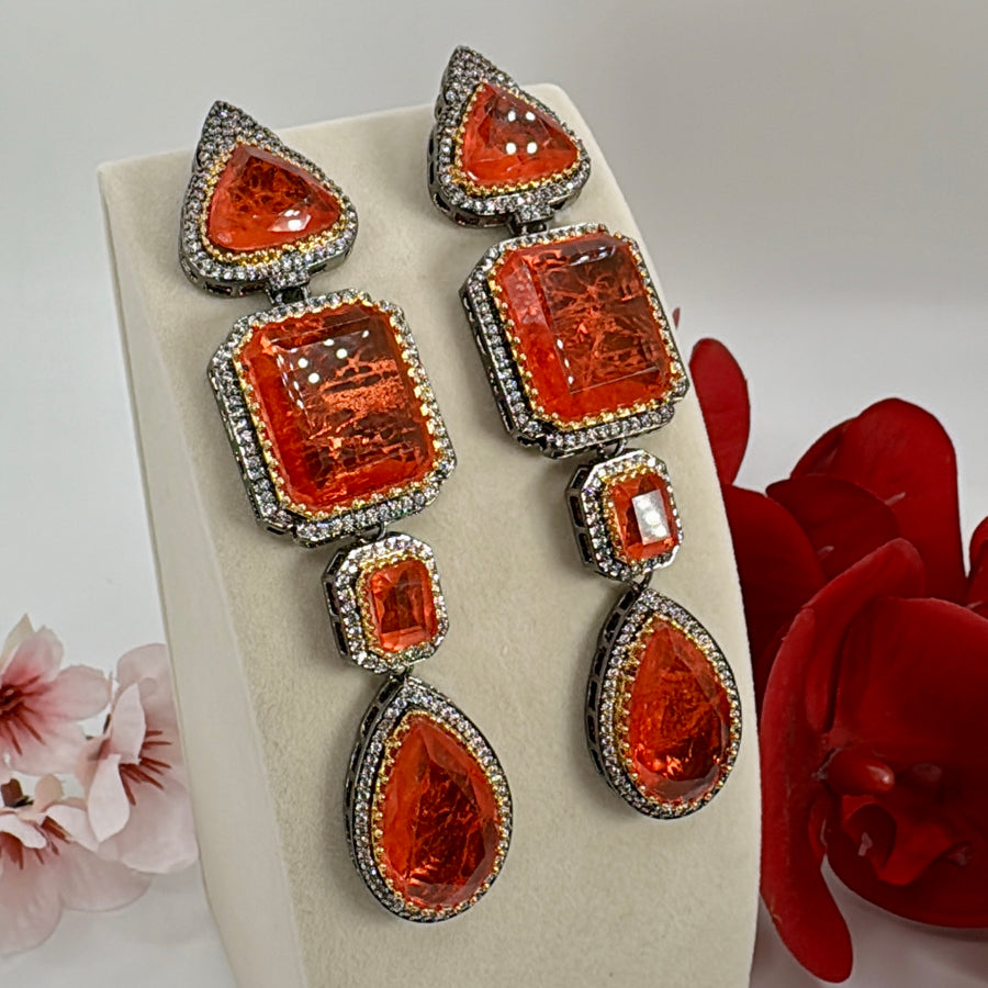 Orange Doublet Sabya Inspired Statement Earrings
