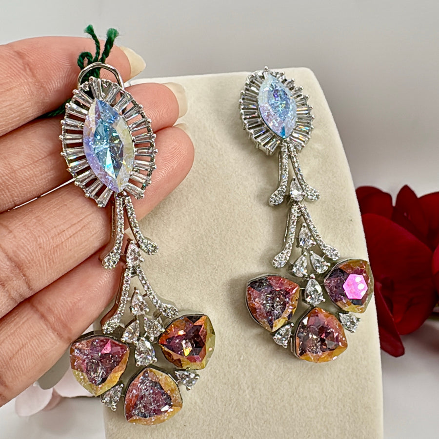 Blue & Pink Swarovski Crystals Lightweight Earrings