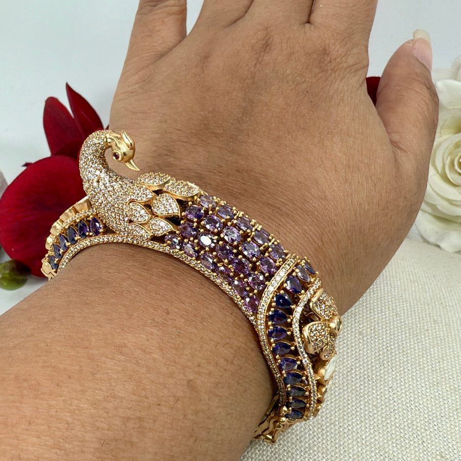 Purple Invisible Setting Moissanite Openable Bracelet( Fits Size 2.2-2.6)