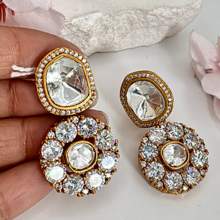 Clear Moissanite Dainty Earrings