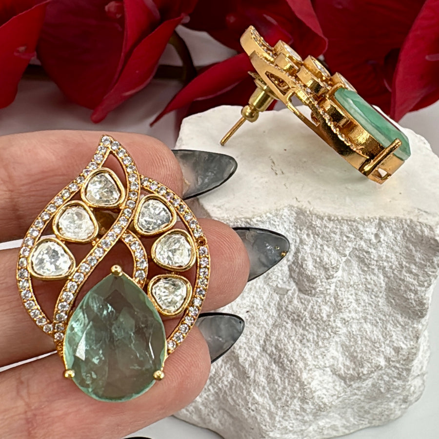 Mint Doublet Moissanite Stud Earrings