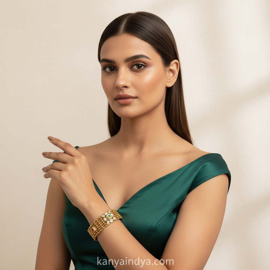 Multi Antique Gold Openable Bangle Pair(Size 2.6)