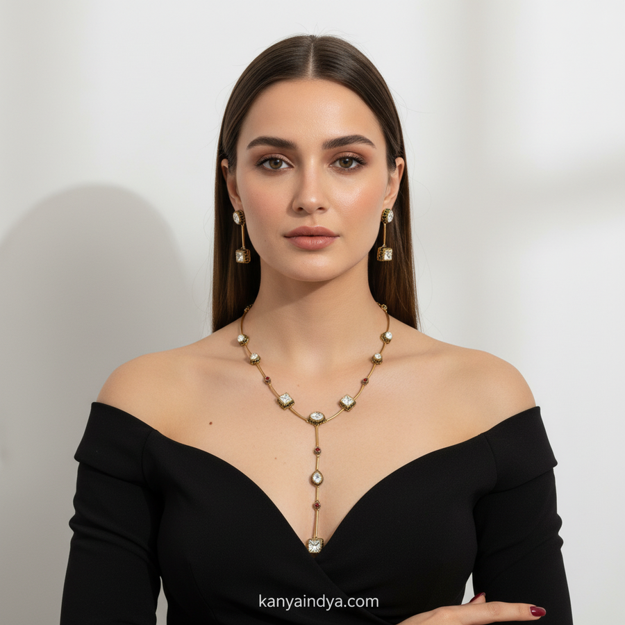 Multi Moissanite Dainty Necklace Set