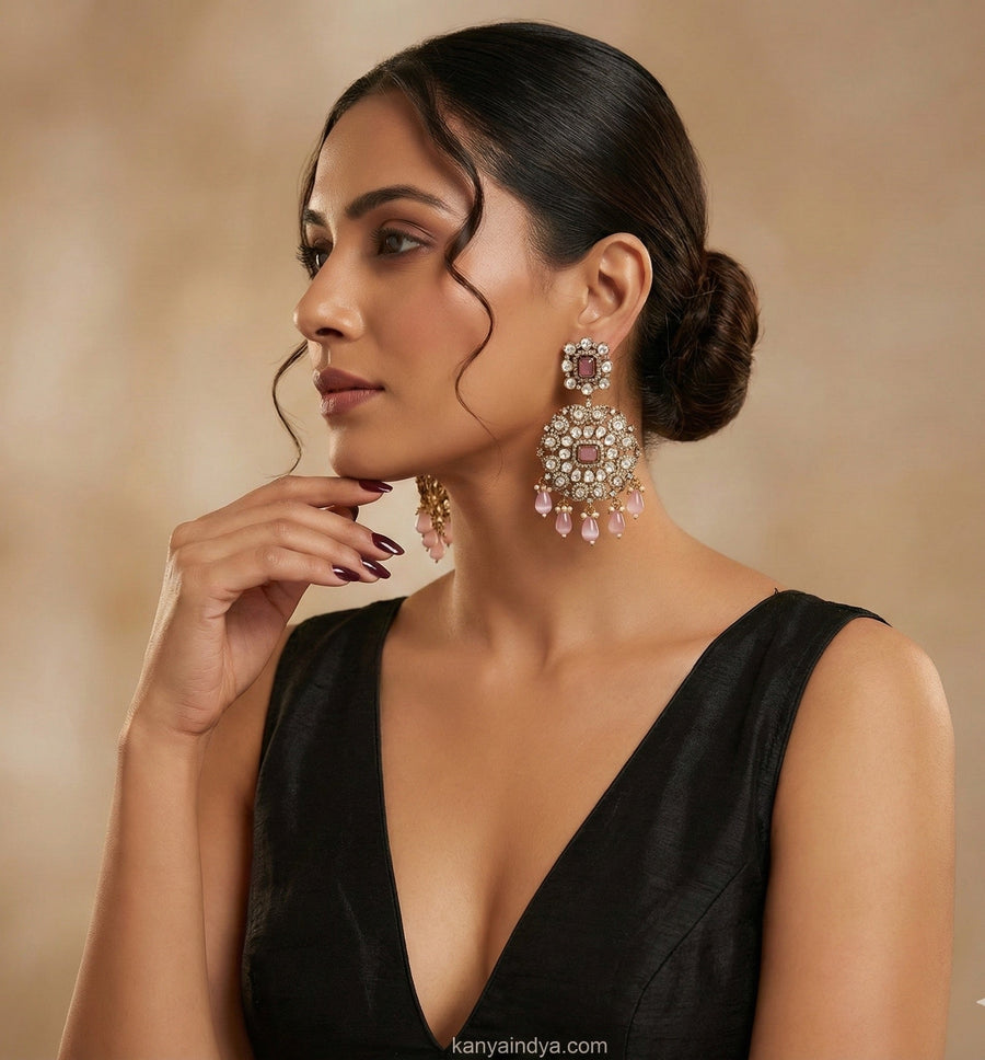 Pink Moissanite Statement Earrings