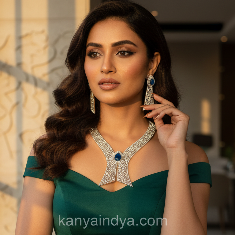 Blue Cubic Zirconia Statement Necklace Set