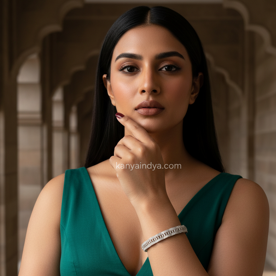 Clear Cubic ZirconiaNon-Openable Bangle Pair(Size 2.4)