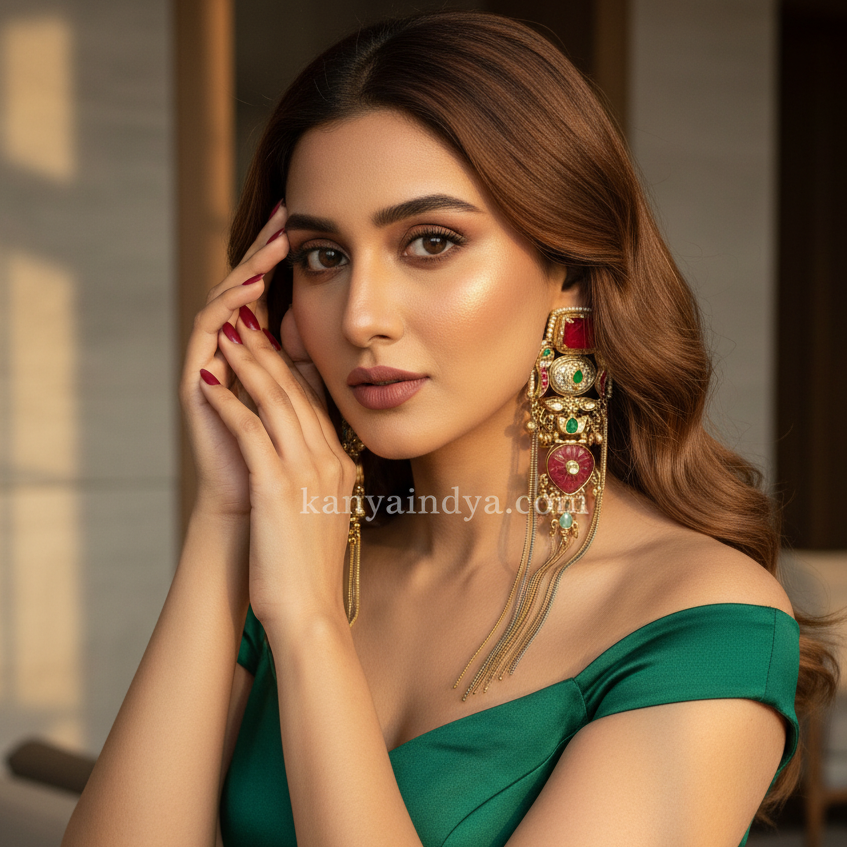 Ruby Doublet Kashmiri Earrings