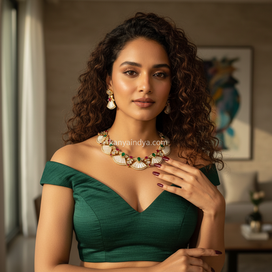 Ruby Green MOP Necklace Set