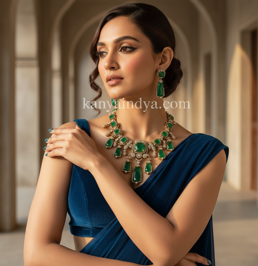 Green Doublet Moissanite Necklace Set