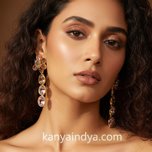 Pink Italian Swarovski Crystals Flower Earrings