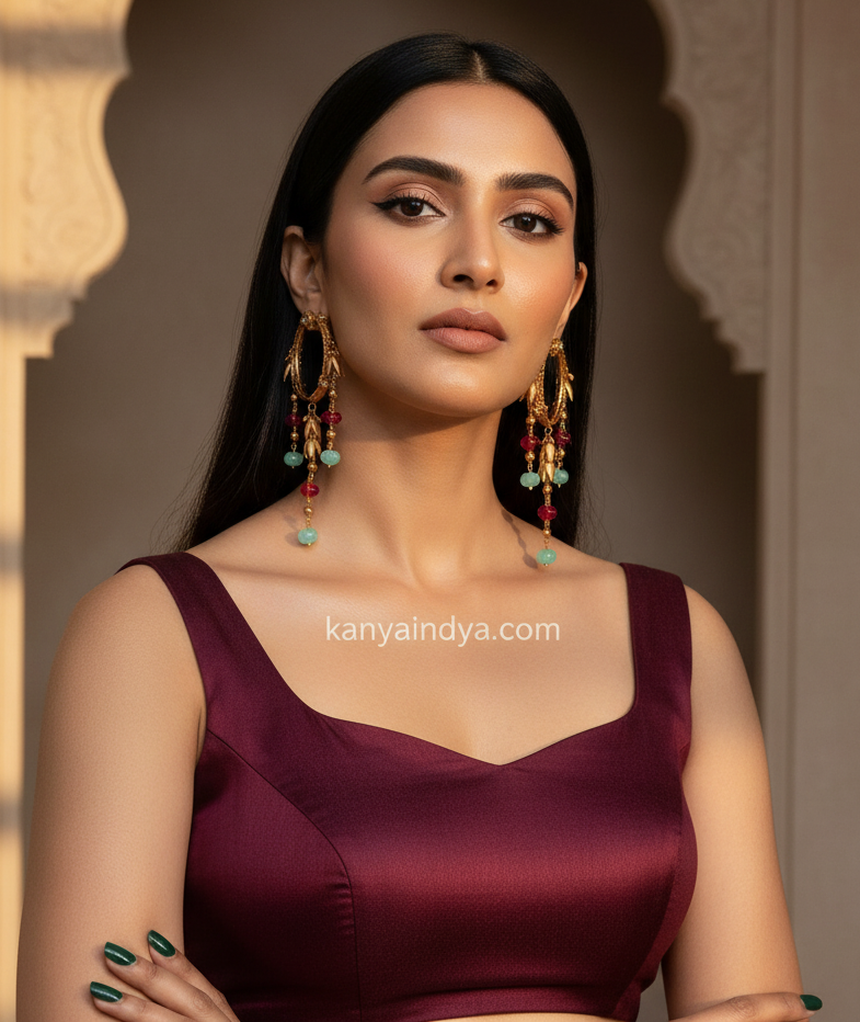 Mint Ruby Apala Inspired Lightweight Hoop Earrings